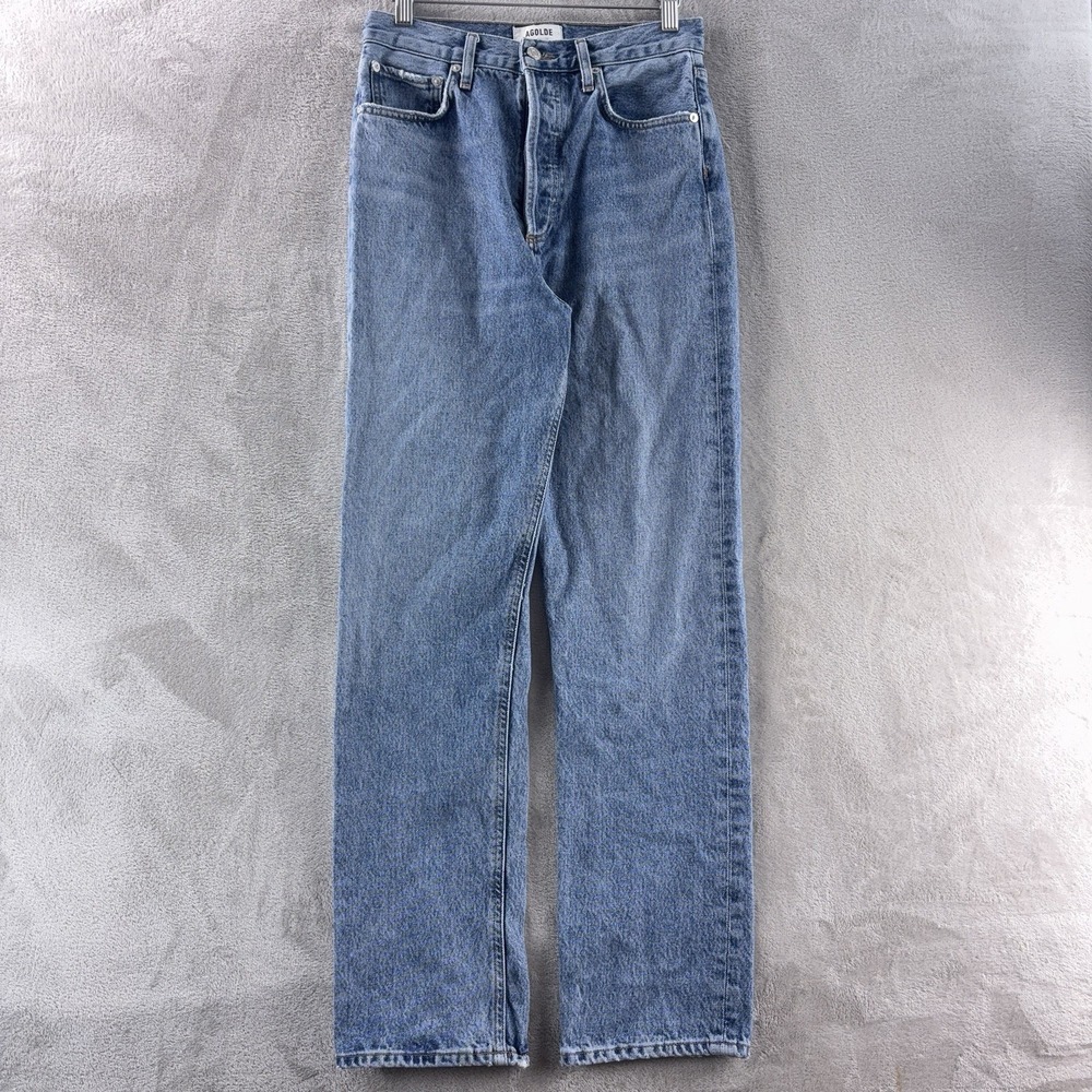 AGOLDE 90s Jeans Womens Size 26x29 Blue Wash Denim Button Fly Straight Leg - Picture 2 of 9